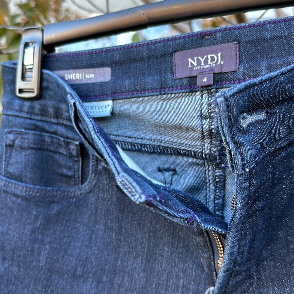 NYDJ size 4 Sheri slim embroidered distressed lift tuck tech jeans - Picture 5 of 7